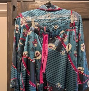 Ann Taylor Blue and Pink Floral Pajama set.